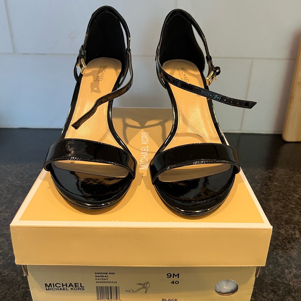 Michael Kors, black patent sandal